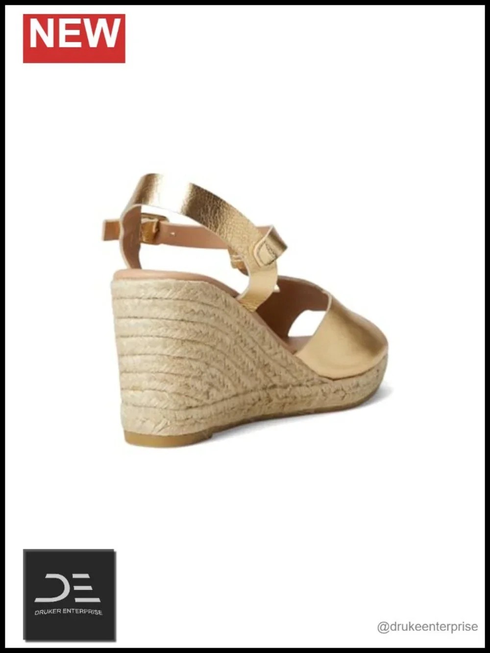 Leather Espadrille Wedge Sandal Slingback Jute Heel